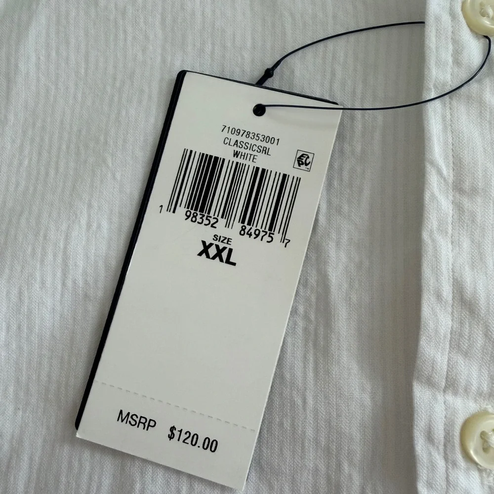 Polo Ralph Lauren RL Untucked Fit White Seersucker Short Sleeve Men XXL NWT
